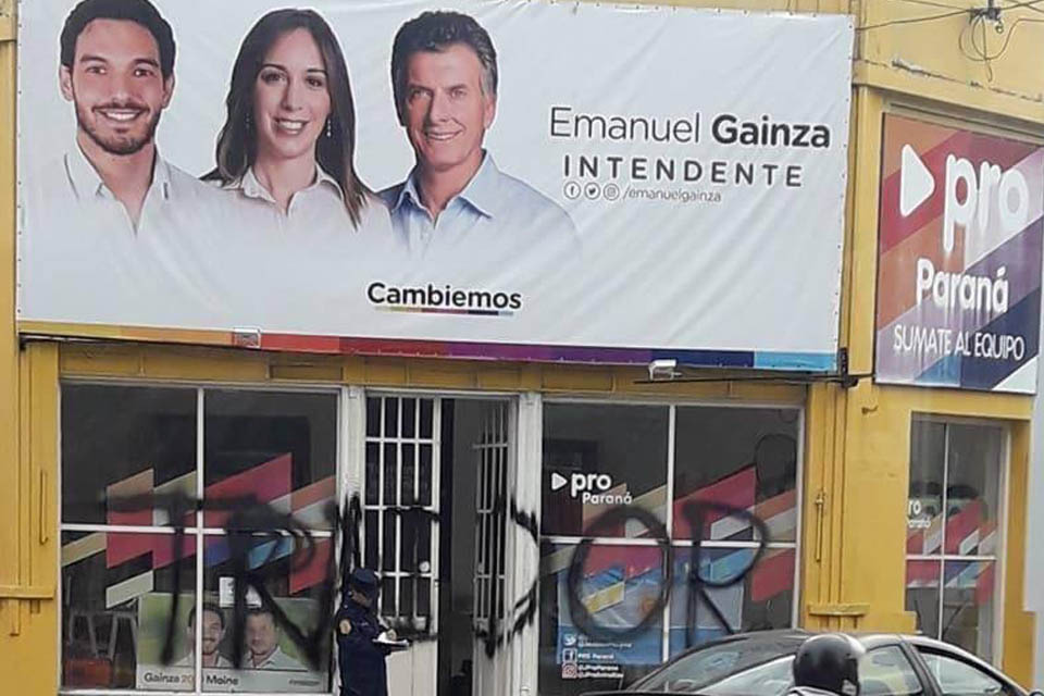 Repudiaron agresión al local de Gainza