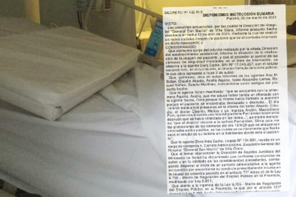 Sumario por viralizar la foto de un paciente