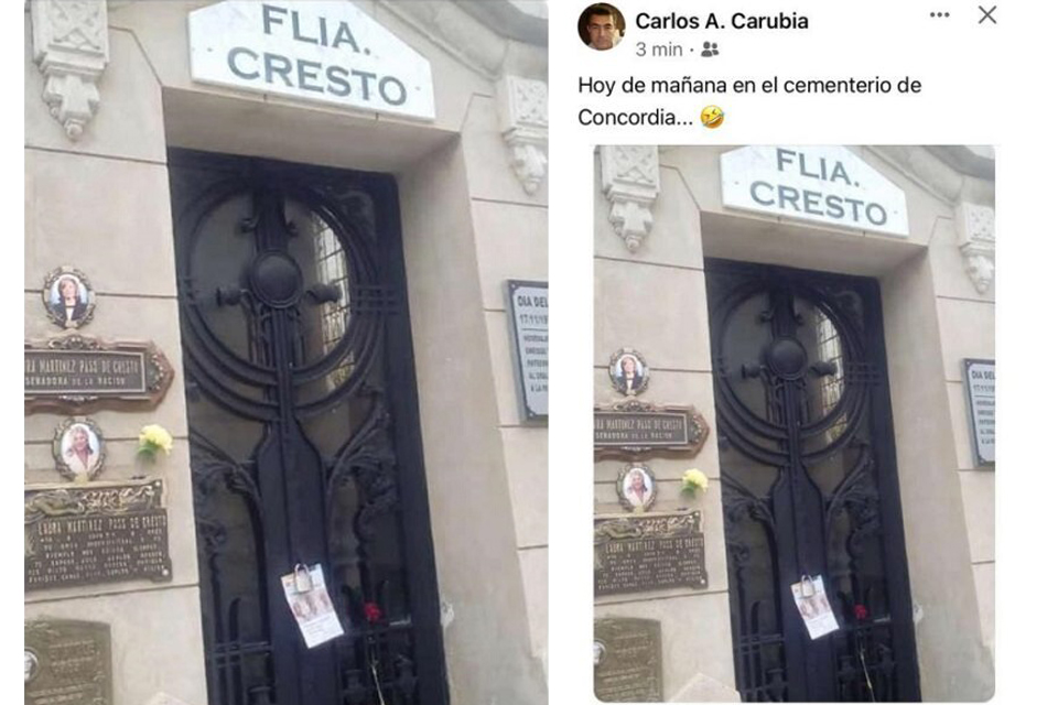 Burlas de pésimo gusto en el panteón de los Cresto