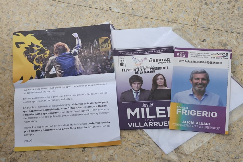 El corte con Milei y Frigerio también apareció en Gualeguaychú