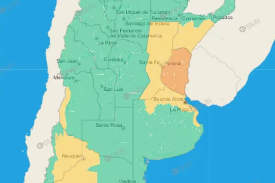 (Mención a Entre Ríos) Rige una alerta amarilla en CABA y cuatro provincias por tormentas: cómo seguirá el pronóstico del tiempo
