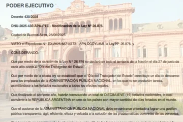 Quedó suspendido el DNU que eliminaba asueto a empleados públicos