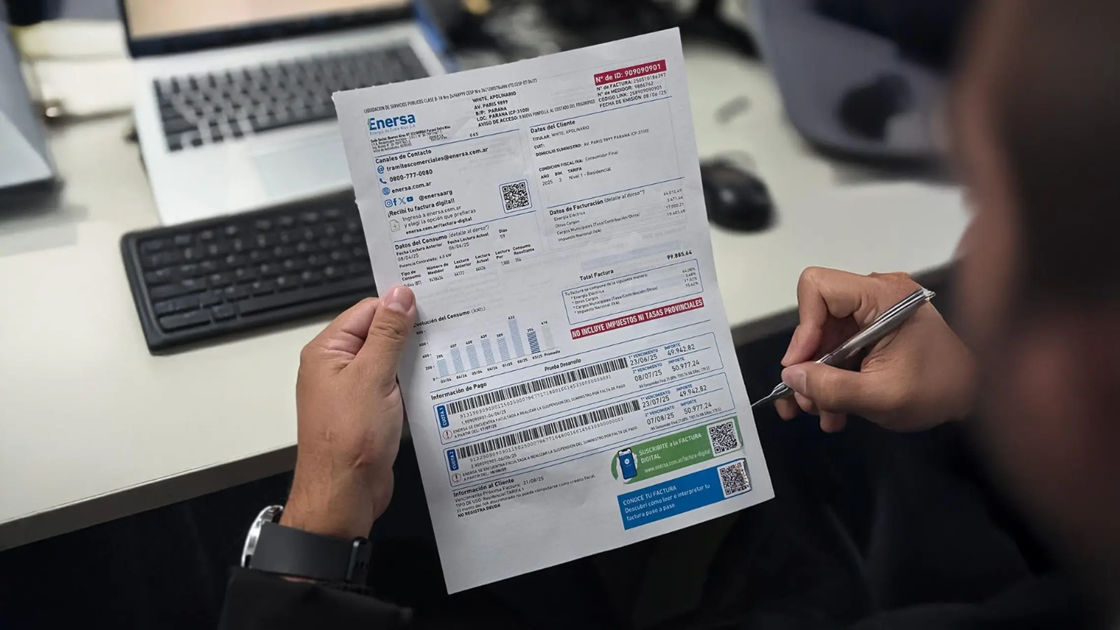 Enersa renovó el diseño de su factura eléctrica para facilitar la lectura