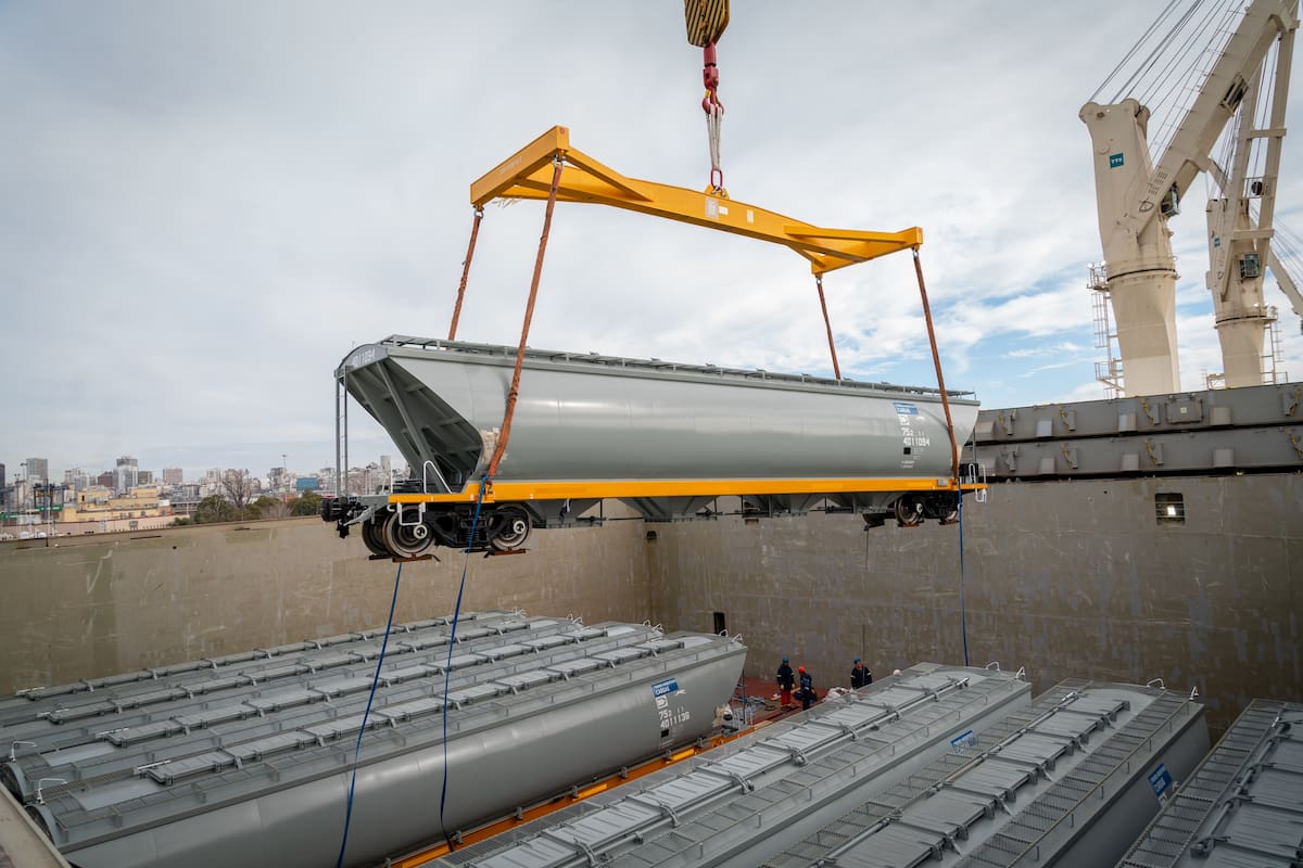 Llegada de vagones graneros chinos provoca inédito movimiento en el puerto de Buenos Aires