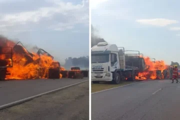 Incendio de camión entrerriano en RN34 provoca cortes de tránsito y alarma en Santa Fe