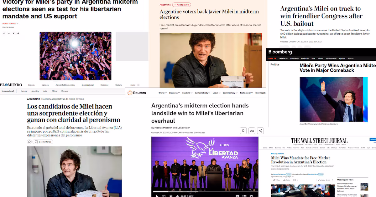 Medios del mundo destacan la victoria del gobierno de Javier Milei en las elecciones legislativas