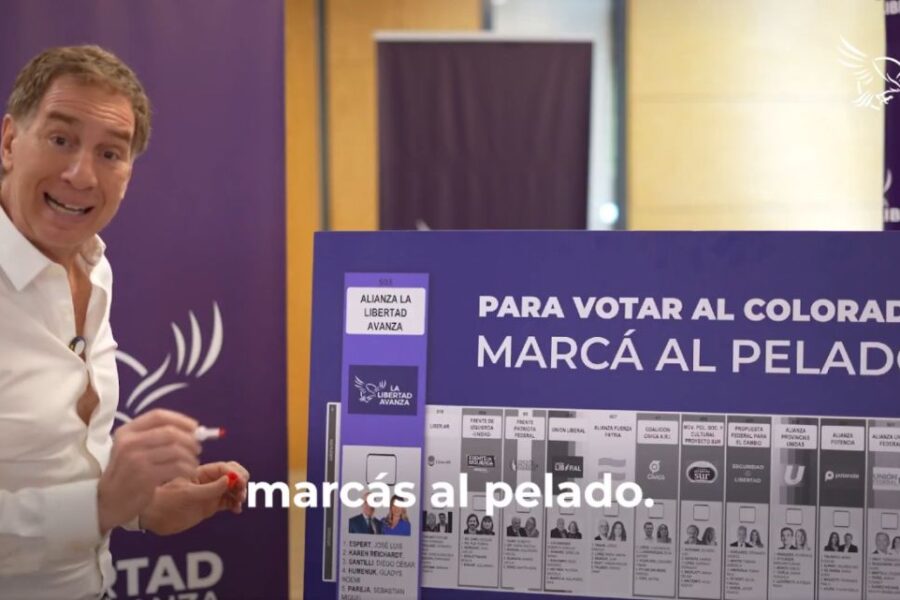 Spot de La Libertad Avanza provoca burlas por la frase “Para votar al colorado, marcás al pelado”