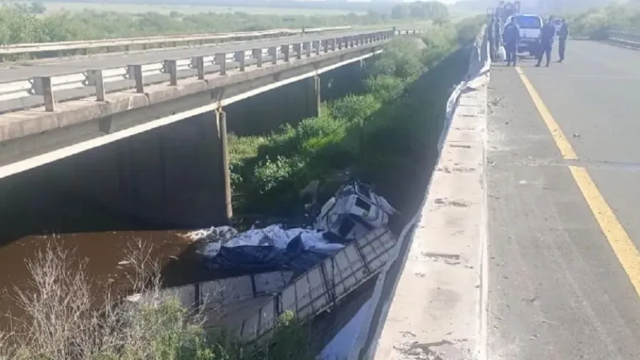 Camión cae desde un puente en autovía 14: conductor hospitalizado a 45 km de Concordia