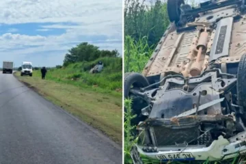Viale: Conductora volcó en la RP32; policía atribuye el siniestro al bloqueo de frenos