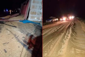 Vuelco de camión en ruta 11: cereales esparcidos en la calzada y reclamos al gobierno provincial