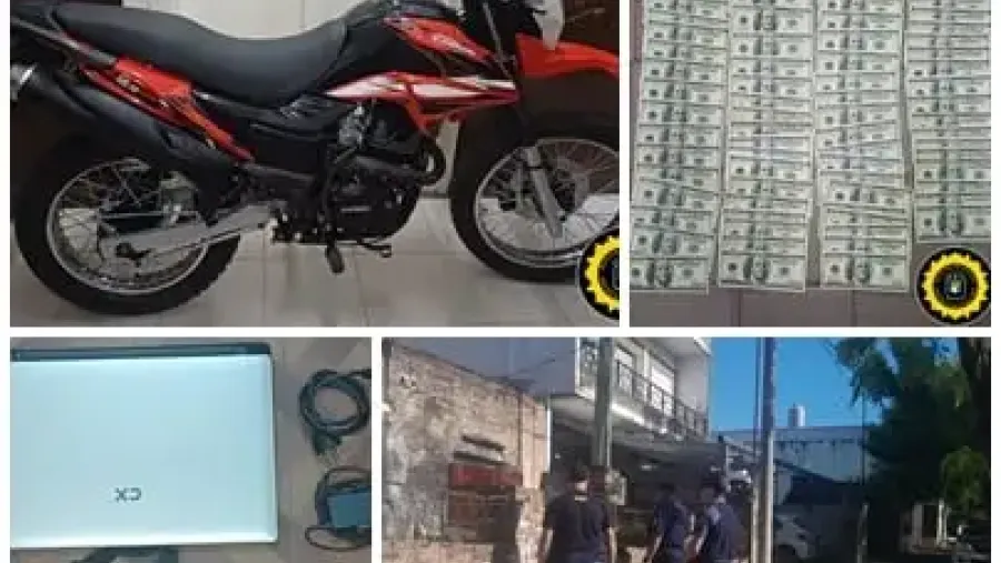 Policía de Paraná recupera casi 10.000 dólares, una moto 0 km y una notebook tras robo