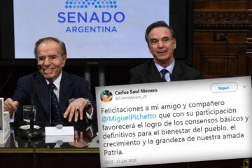 Menem felicitó a Pichetto por su fórmula con Macri