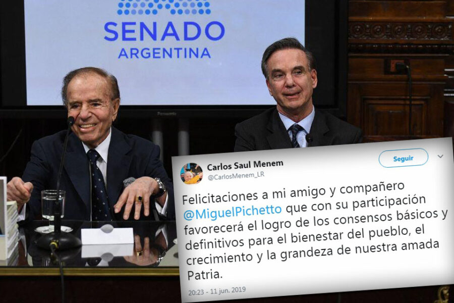 Menem felicitó a Pichetto por su fórmula con Macri