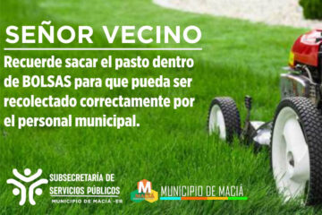 Sacar el pasto en bolsas