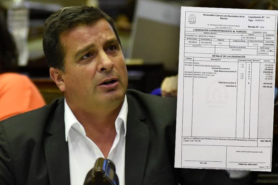 Casaretto mostró cuánto cobra como diputado
