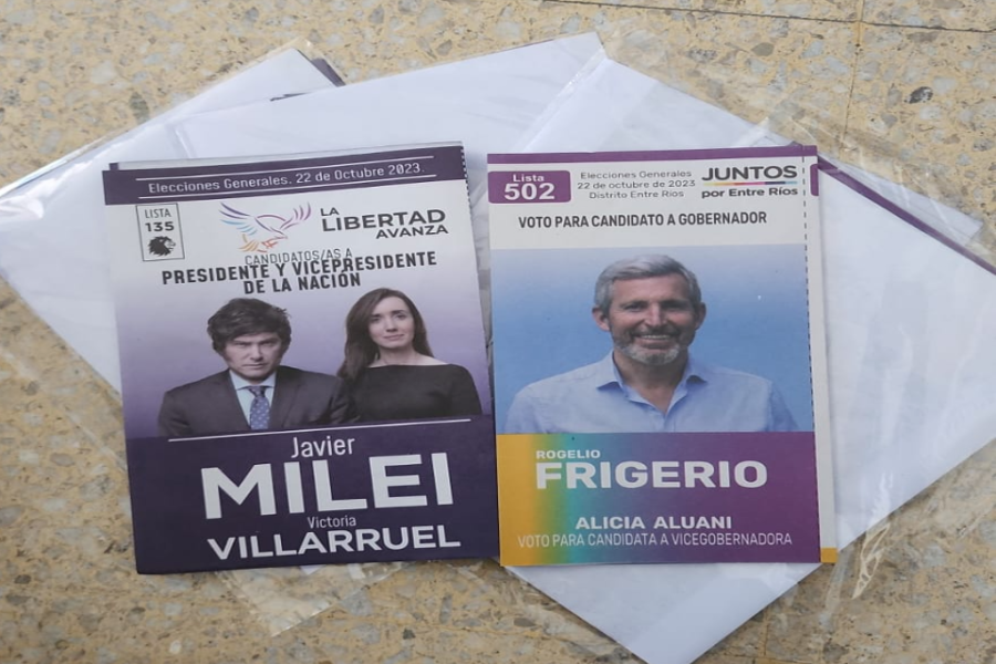 ¿Son truchas las boletas que repartieron de Frigerio con Milei?