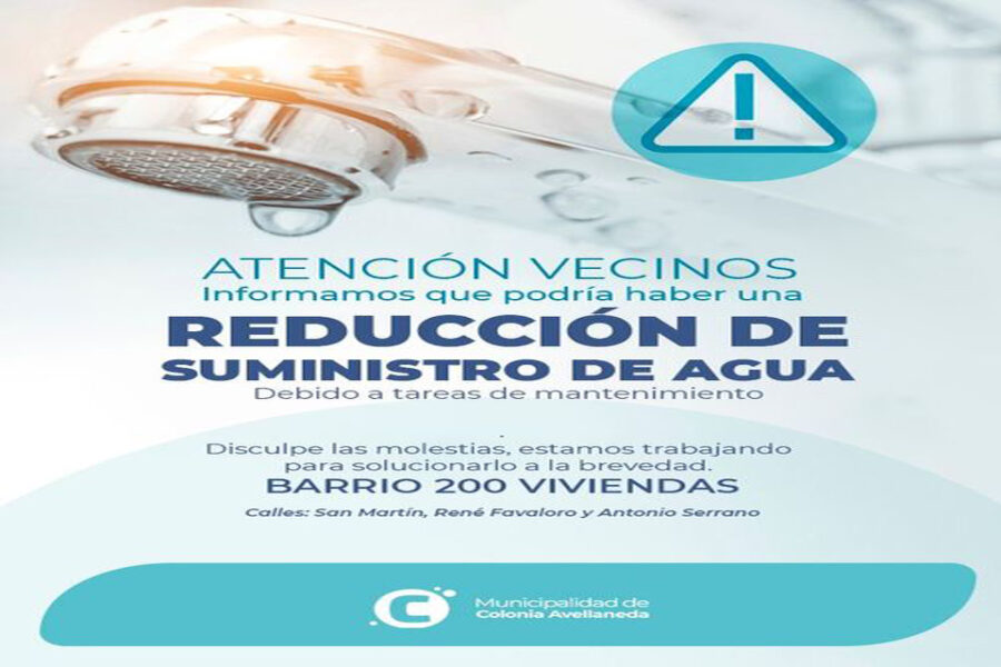 Atención vecinos: reducción del suministro de agua